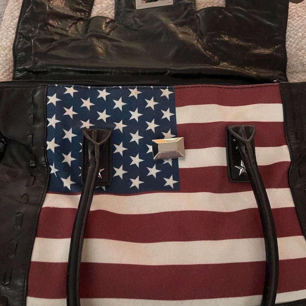 Aimee Kestenberg Black Leather Shoulder Bag with Flag Accent - Picture 2 of 13